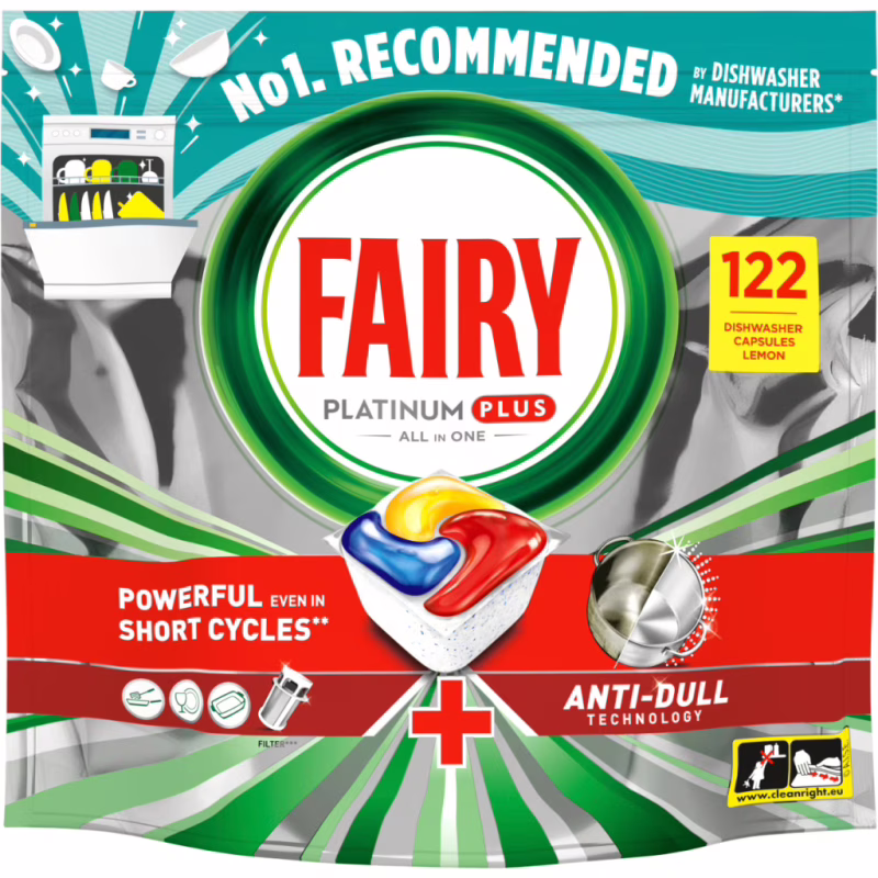 Таблетки для посудомийних машин Fairy Platinum Plus All in One Lemon 122 шт. (8700216859974)
