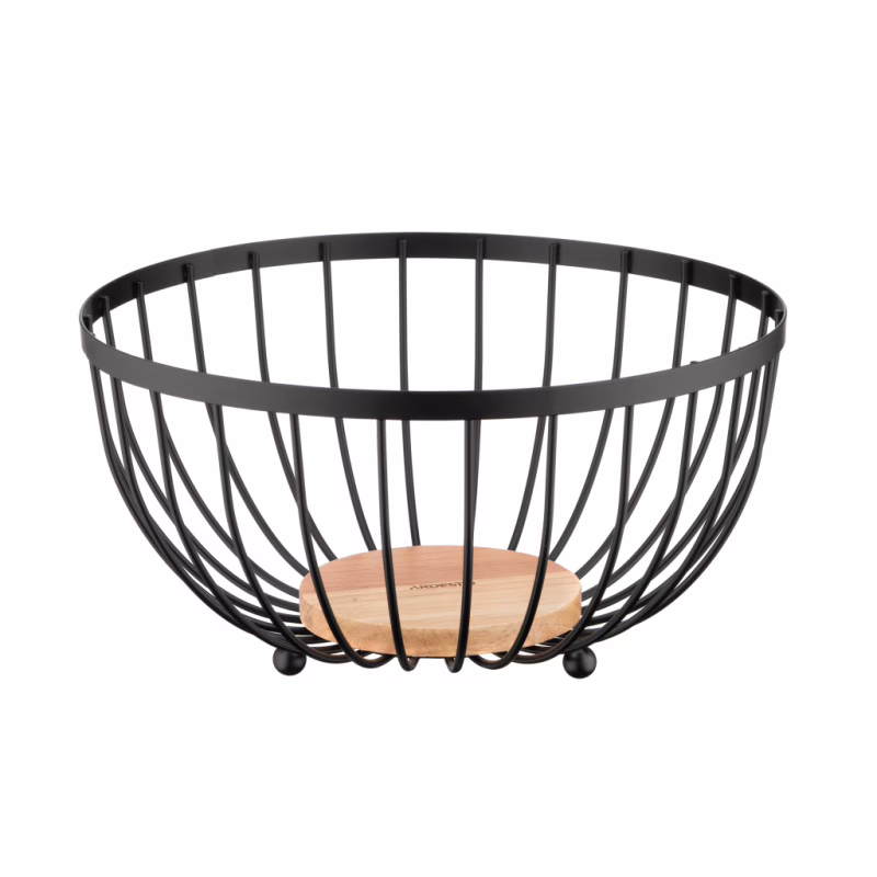 Фруктовница Ardesto Midori 25х25х13см, метал, дерево, чорний (AR0904B)
