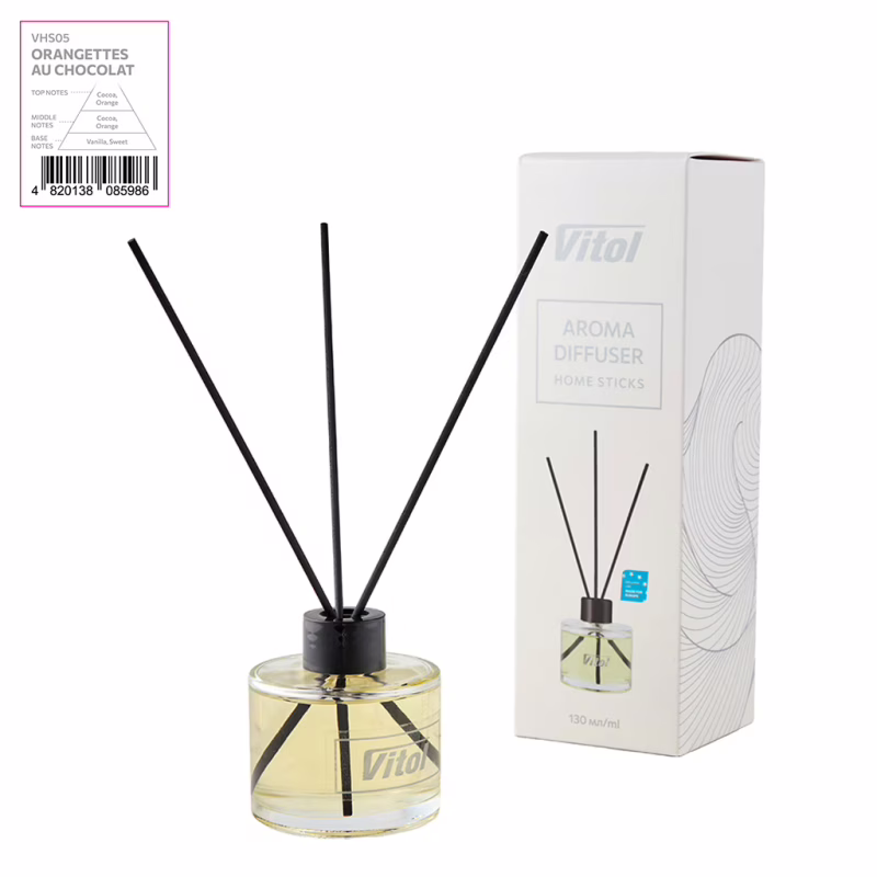 Ароматизатор для автомобиля VITOL Home Sticks Orangettes au Chocolat 130 мл (VHS05)
