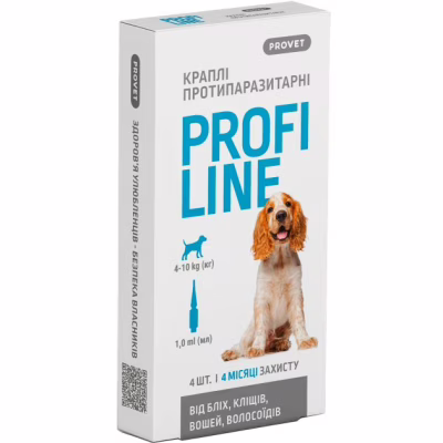 Капли для животных ProVET Profiline инсектоакарицид для собак 4-10 кг 4/1 мл (4823082431045)