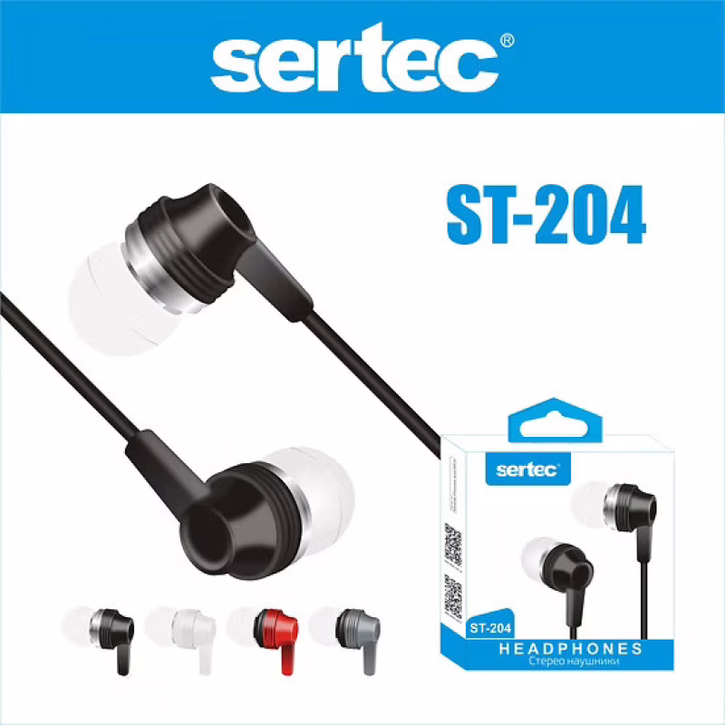 Проводные наушники SERTEC ST-204, красные