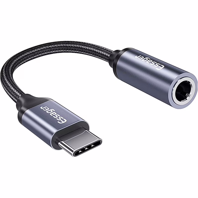 Перехідник USB-C M to 3.5mm F 0.12m gray Essager (EZJE01-0G)