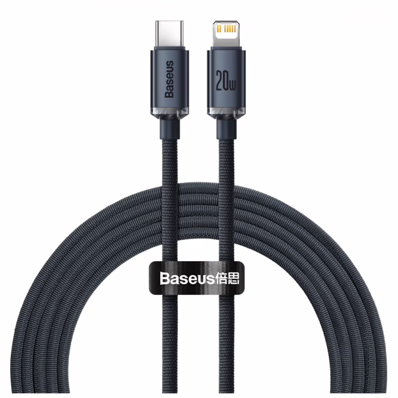 Дата кабель USB-C to Lightning 2.0m 20W Crystal Shine Series black Baseus (CAJY000301)