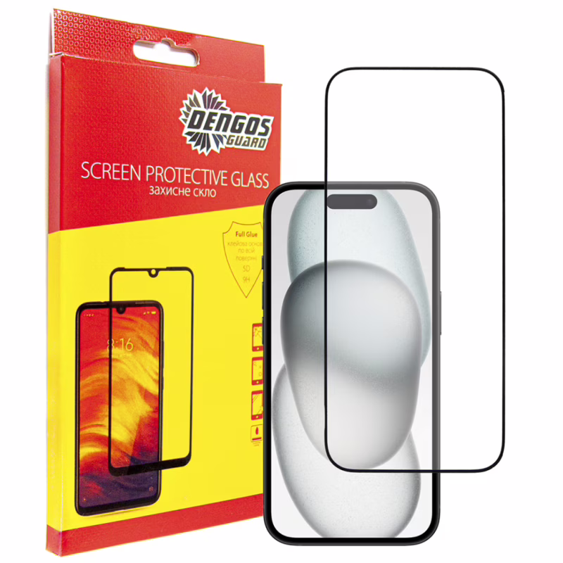 Стекло защитное Dengos Full Glue iPhone 15 Pro Max (black) (TGFG-321)