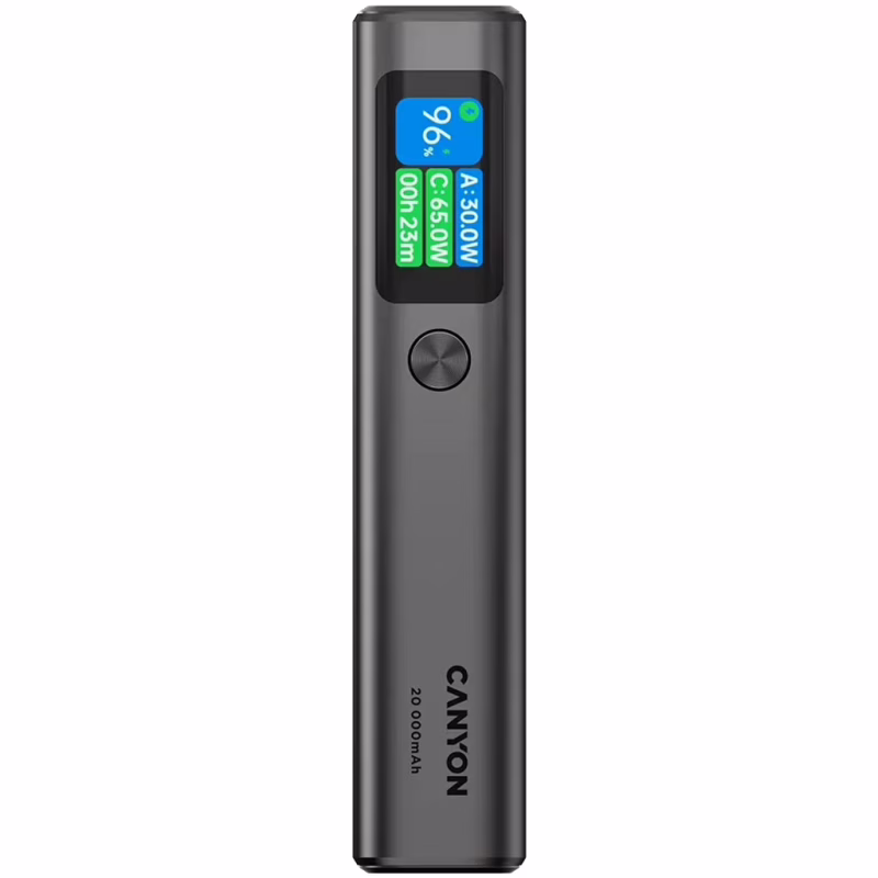 Батарея універсальна Canyon 20000mAh OnPower 230 TFT PD/130W Dark Grey (CNS-CPB230DG)