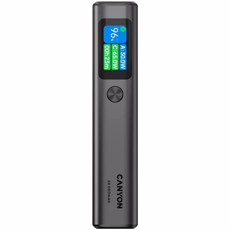 Батарея универсальная Canyon 20000mAh OnPower 230 TFT PD/130W Dark Grey (CNS-CPB230DG)