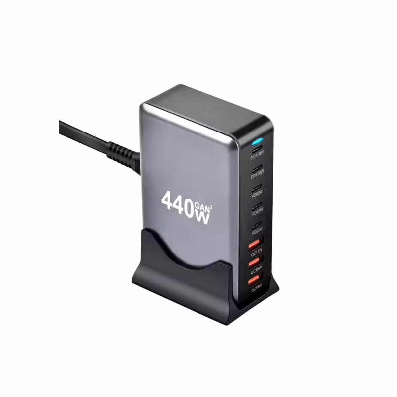 Зарядное устройство XoKo 2xUSB-С PD100W + 3xUSB-С PD65W + 3xUSB QC18W 440W GaN (QC-400)