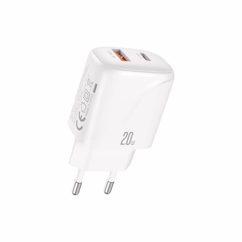 Зарядний пристрій XO 1xUSB-C PD20W + 1xUSB QC3.0 White (L158.white)