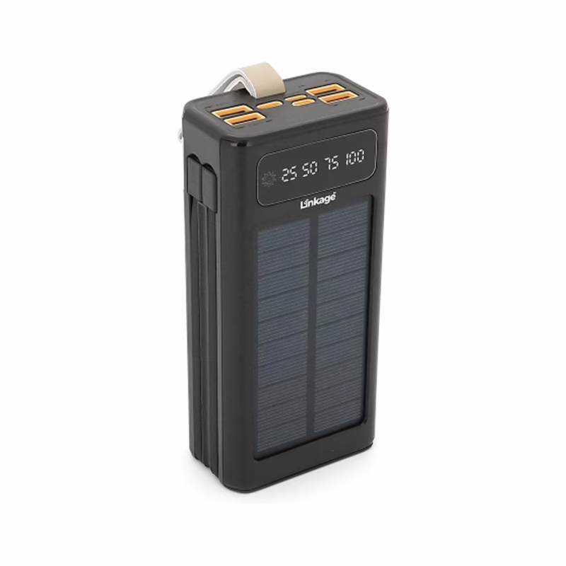 Батарея универсальная Linkage 30000mAh, Solar, 22.5W, cables Туре-С+Lighting, Black (LKP-46)