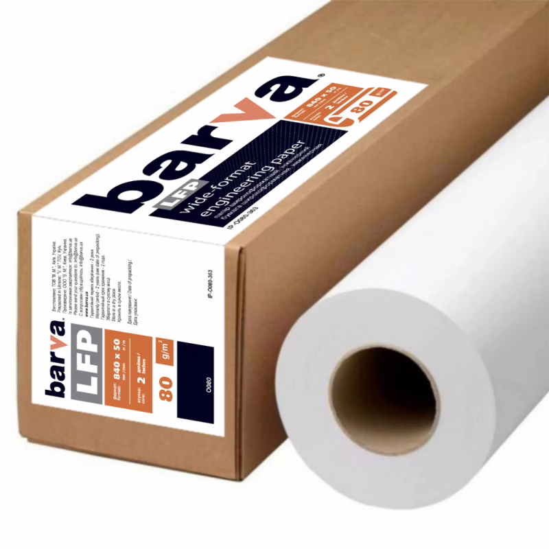 Бумага Barva 33"/840мм, 80 г/м2, 50 м LFP (IP-O080-363)