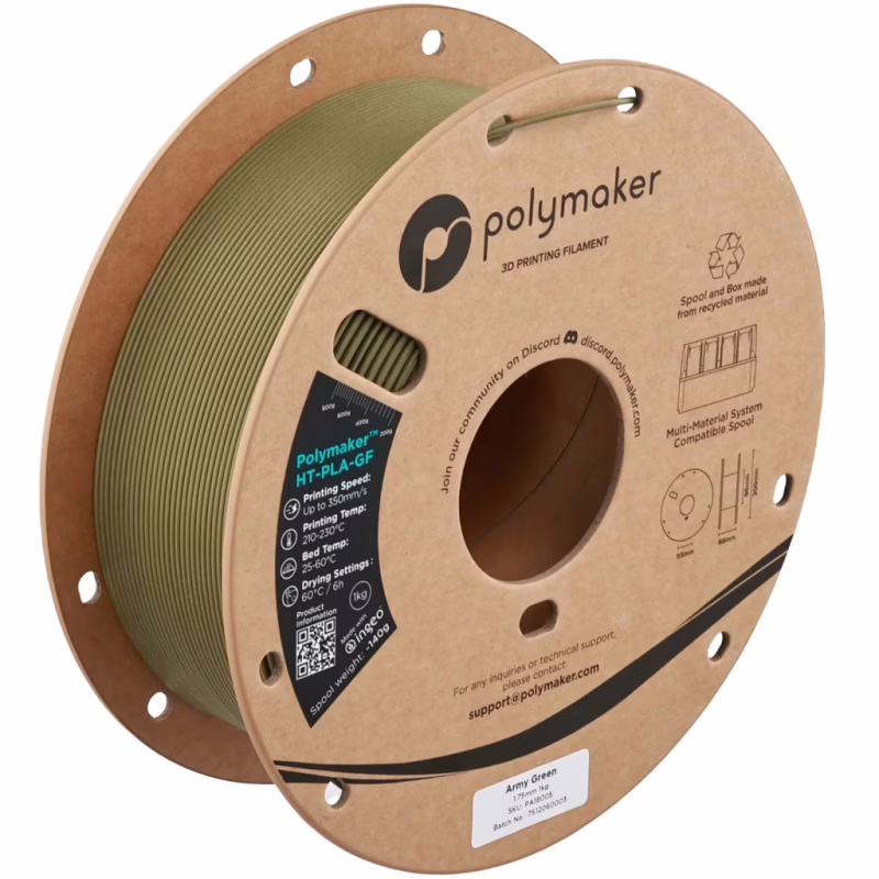Пластик для 3D-принтера Polymaker HT-PLA-GF 1,75mm 1kg ARMY GREEN (PA18005)
