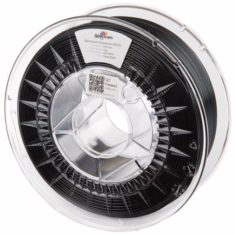 Пластик для 3D-принтера Spectrum PET-G Premium 1.75mm DEEP BLACK 1kg (RAL 9017) (80056)