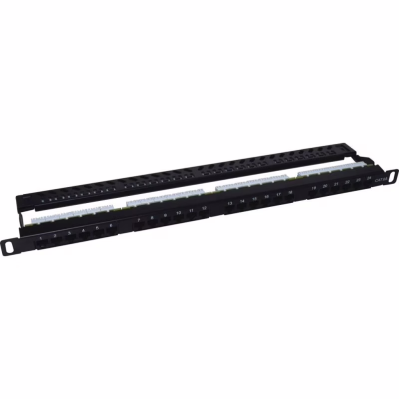 Патч-панель 19" 24xRJ-45 STP cat.5e, 0.5U, with cable organizer Kingda (KD-PP41-STP-C5e-24P-0.5U)