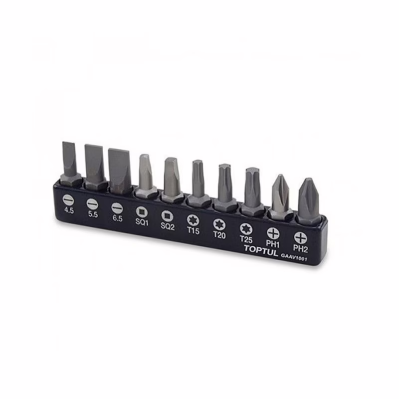 Набор бит Toptul для шуруповерта 1/4" 10ед. (PH,SL,Torx,SQ) (GAAV1001)