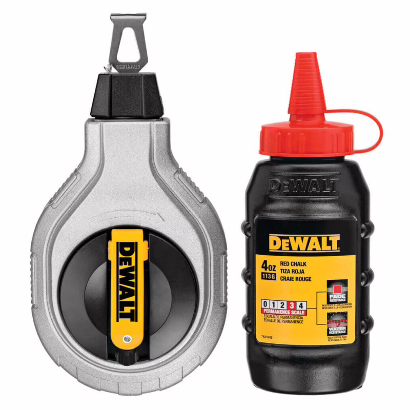 Шнур разметочный DeWALT 30м, в комплекте меловой порошок. (DWHT47408-0)