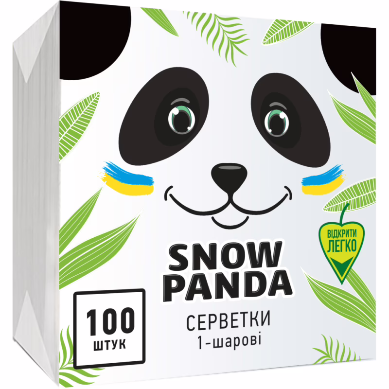 Салфетки столовые Сніжна Панда однослойные белые 24x24 см 100 шт. (4823019007879)