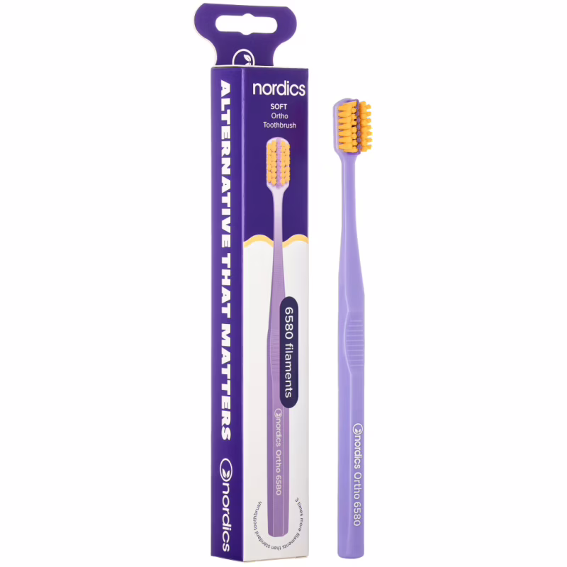 Зубная щетка Nordics 6580 Ortho Soft Purple/Orange Ортодонтическая (3800501908020)