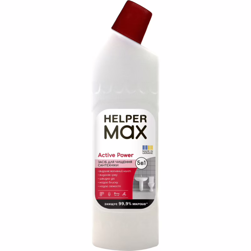 Рідина для чищення ванн Helper Max Active Power Для сантехніки 1 л (4820183972972)