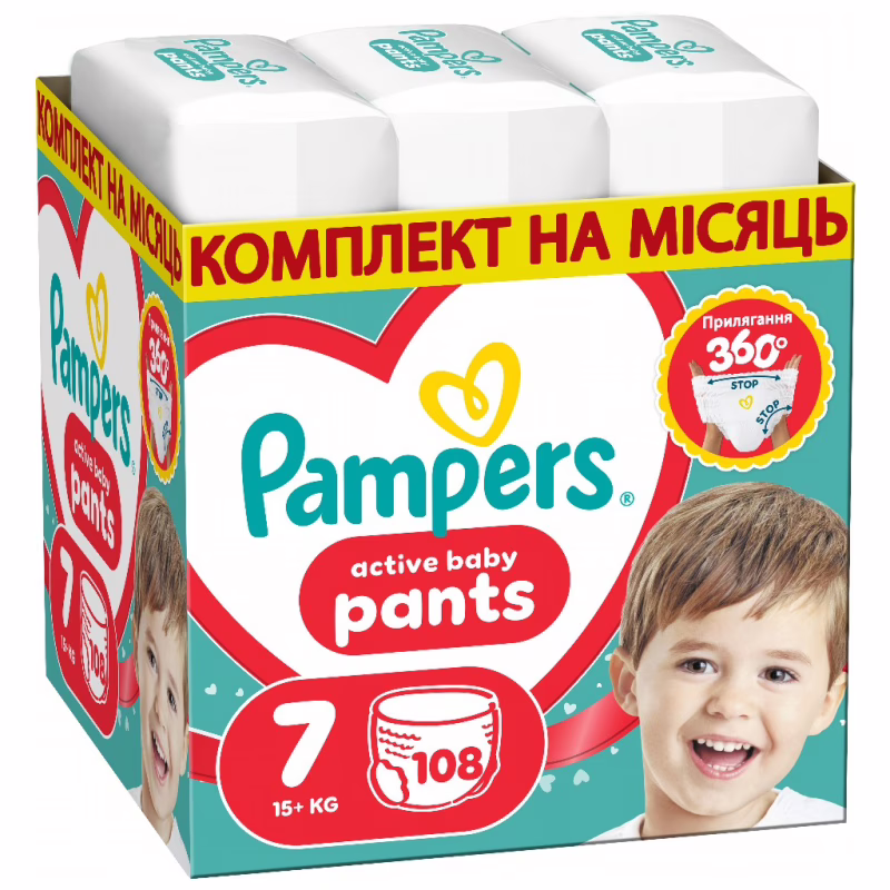 Підгузки Pampers Active Baby Pants Розмір 7 (15+ кг) 108 шт (8006530305747)