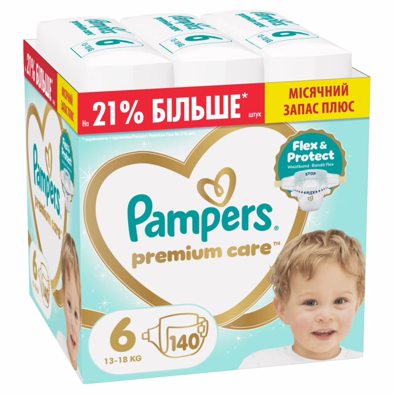 Підгузки Pampers Premium Care Розмір 6 (13-18 кг) 140 шт (8006530223683)