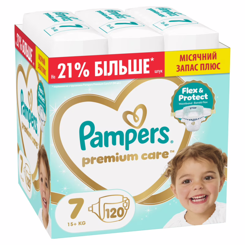 Підгузки Pampers Premium Care Розмір 7 (15+ кг) 120 шт (8006530223638)