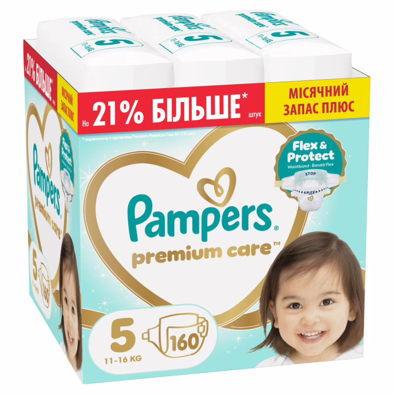 Підгузки Pampers Premium Care Розмір 5 (11-16 кг) 160 шт (8006530223799)