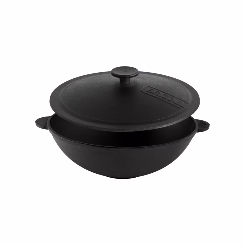 Сковорода Brizoll чавунна WOK з чавунною кришкою 4,7 л 300х103 мм (W30-1)