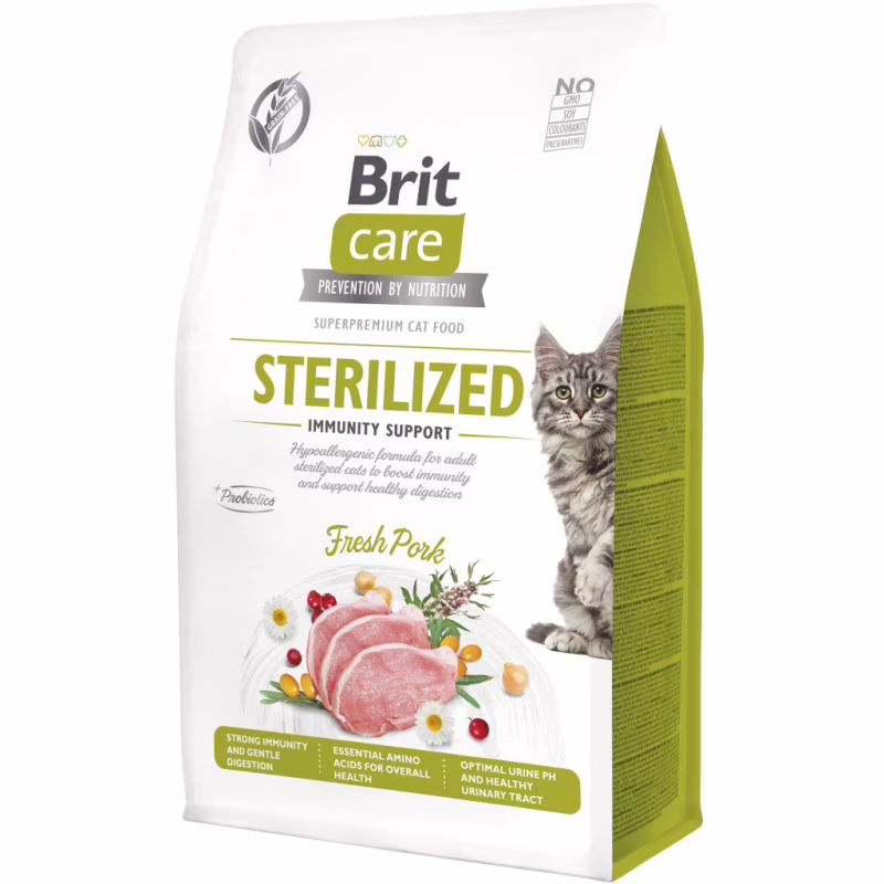 Сухой корм для кошек Brit Care Cat GF Sterilized Immunity Support со свининой 400 г (8595602565061)
