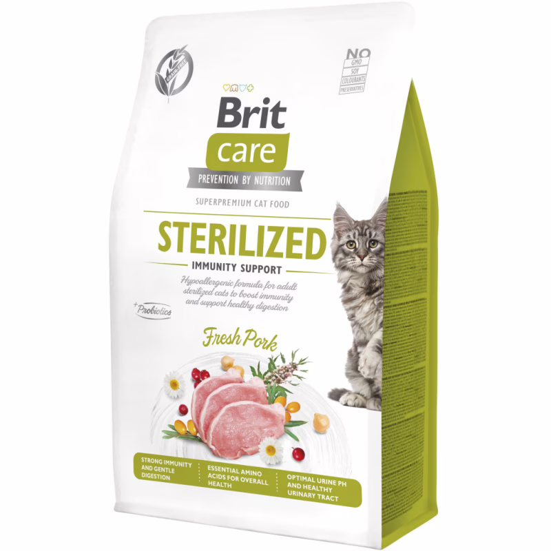 Сухой корм для кошек Brit Care Cat GF Sterilized Immunity Support со свининой 400 г (8595602565061)