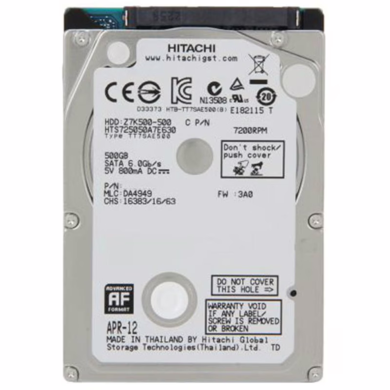 Жорсткий диск для ноутбука 2.5" 500GB WDC Hitachi HGST (0J38075 / HTS725050A7E630)