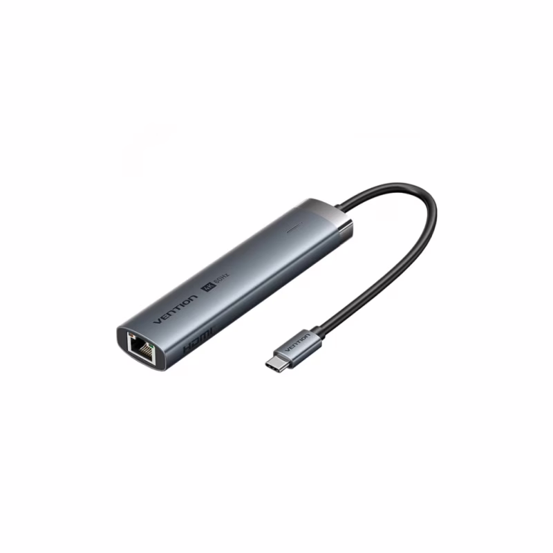 Концентратор Vention USB-C 6-in-1 HDMI + 2xUSB 3.0 + RJ45 + PD 100W (TGNHB)