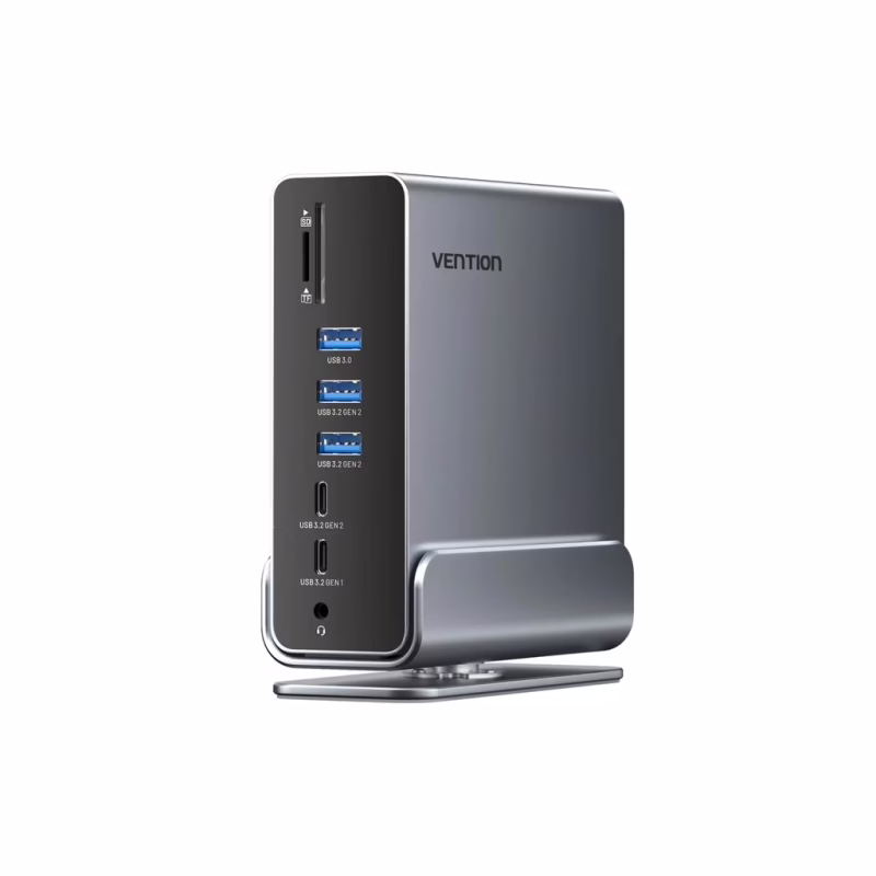 Концентратор Vention USB-C 15-in-1 2xHDMI + DisplayPort + RJ45 + SD/TF + 3.5mm gray (TPUH0)