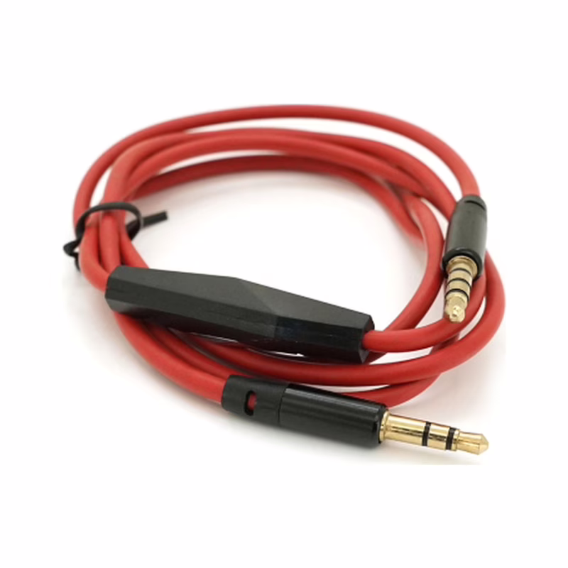 Кабель мультимедійний 3.5mm M to 3.5mm M 1.0m + microphone red Voltronic (ZDL-AUXcM/1.0m)