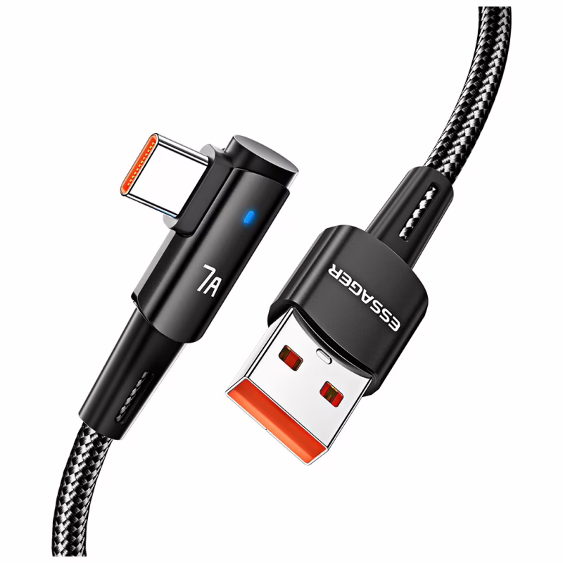 Дата кабель USB 2.0 AM to USB-C 1.0m 100W 90° corner black Essager (EXCWT7A-CG01-P)