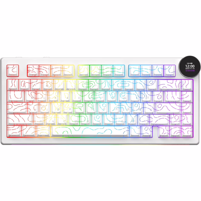 Клавіатура Ajazz AK820 V2 White Peach Switch Wireless/Bluetooth/USB UA White (AK820-V2-WP-S-W)