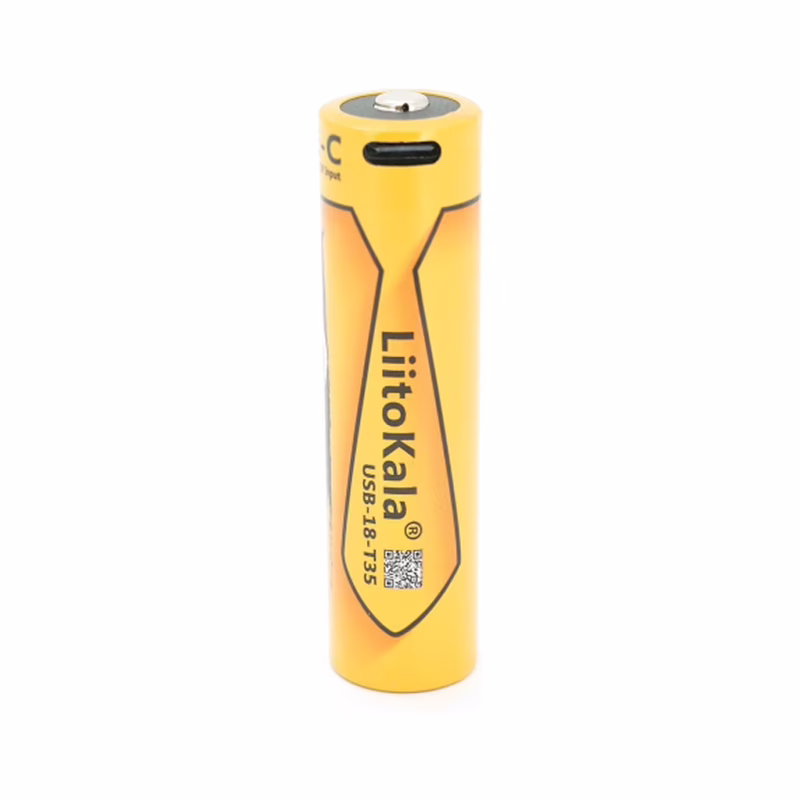 Акумулятор 18650 3500mah (3400-3500mah), 3.7V(2.7-4.2V), Type-C, 72*18.6mm, Yellow Liitokala (USB-18-T35)