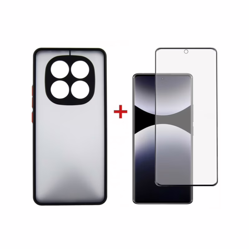 Чохол до мобільного телефона Dengos Kit Xiaomi Redmi Note 14 Pro case Matte + glass (Black) (DG-KM-128)