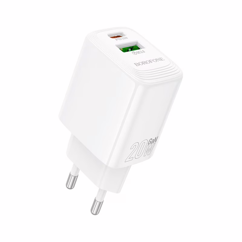 Зарядное устройство BOROFONE BN27 Fuente 1xUSB-C PD20W + 1xUSB QC3.0 White (6941991120268)