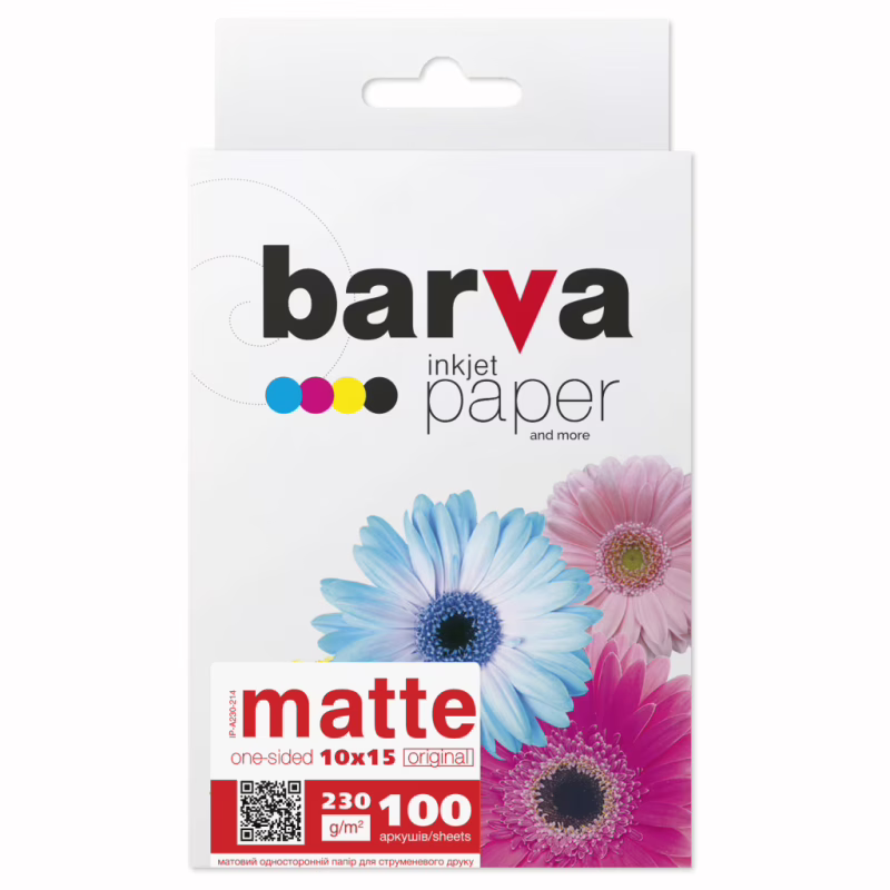 Фотобумага Barva 10x15, 230 g/m2, matt, 100арк (A230-214)
