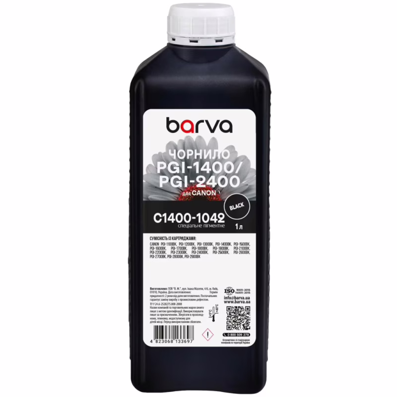 Чернила Barva Canon PGI-1400/PGI-2400 1 л, special pigment, black (C1400-1042)