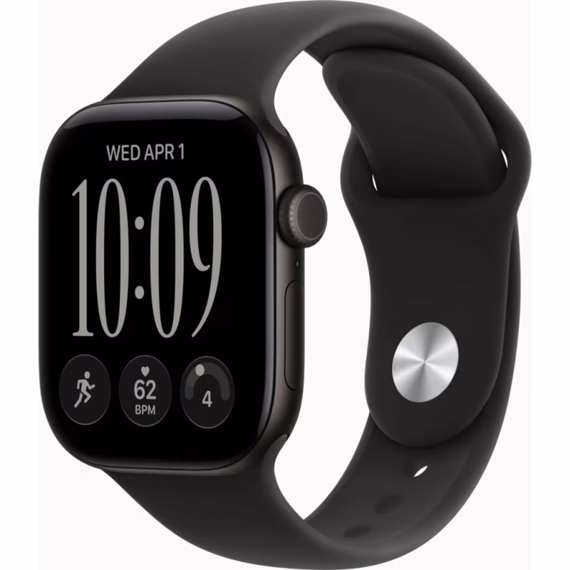 Смарт-годинник Apple Watch Series 12 GPS 42mm Black Aluminium Case with Black Sport Band - S/M (MJEA4RK/A)