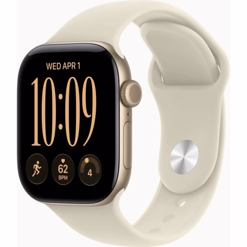 Смарт-годинник Apple Watch Series 12 GPS 42mm Light Gold Aluminium Case with Sand Sport Band - S/M (MJED4RK/A)