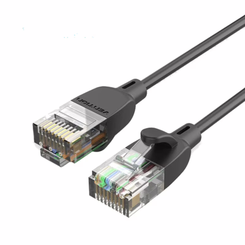 Патч-корд 1m UTP cat 6A RJ-45 slim black Vention (IBIBF)