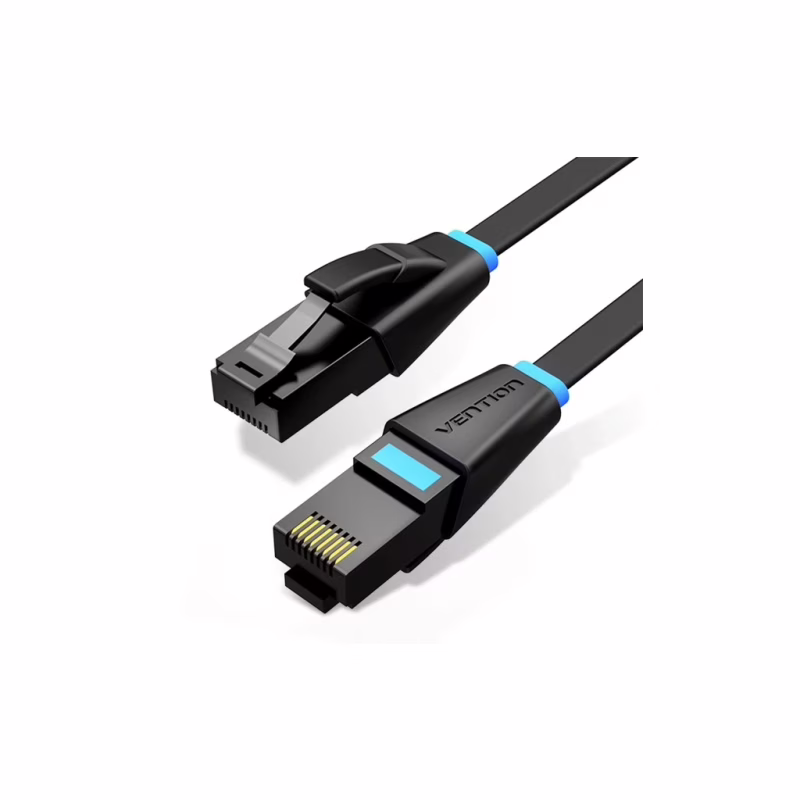 Патч-корд 1m UTP cat 6 RJ-45 flat black Vention (IBJBF)