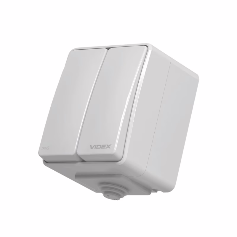 Вимикач Videx BINERA IP65 зовнішній 2кл сірий (VF-BNW12-G)