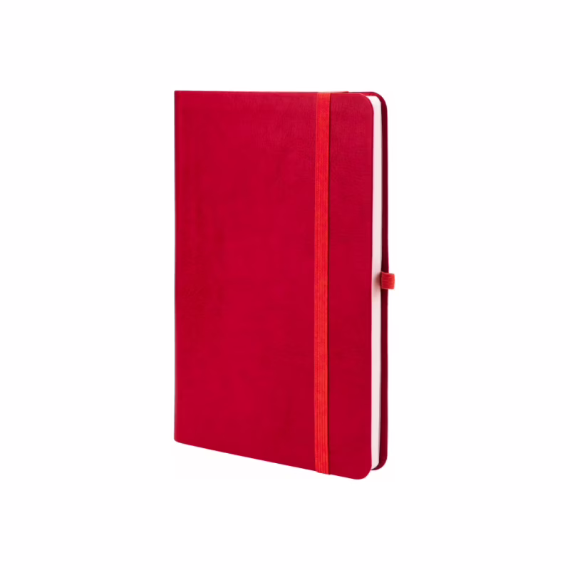 Книга записна Optima А5 NEBRASKA, м’яка обкладинка, гумка, білий блок лінія, червоний (O20124-03)