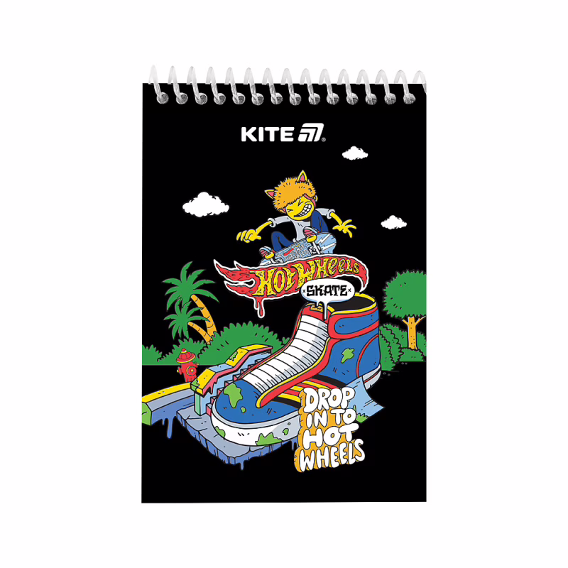 Блокнот Kite на спіралі Hot Wheels А6, 48 аркушів, нелінований (HW25-196-2)