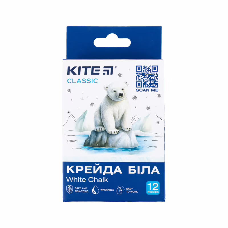 Мел Kite белый круглый, 12 шт Classic (K-079-12)