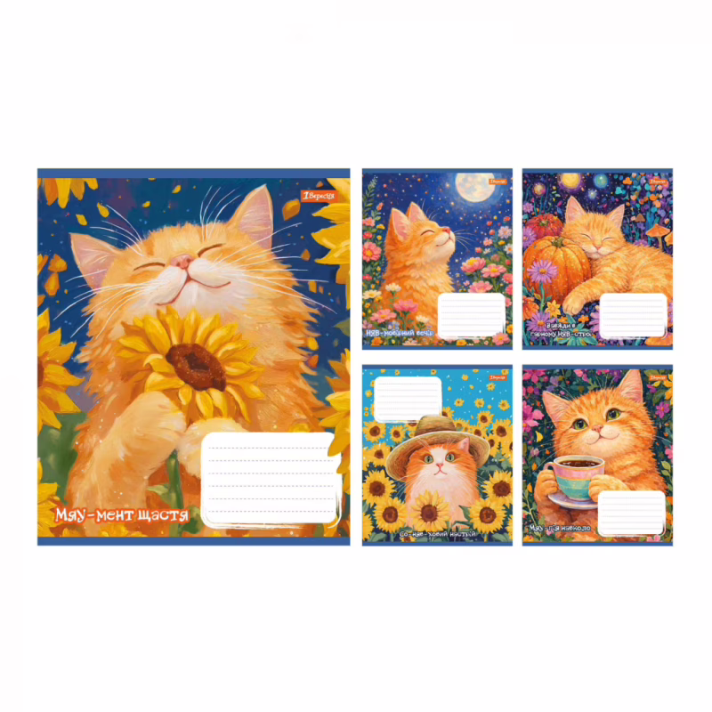 Тетрадь 1 вересня Sunny cat А5 12 листов коса линия (768770)