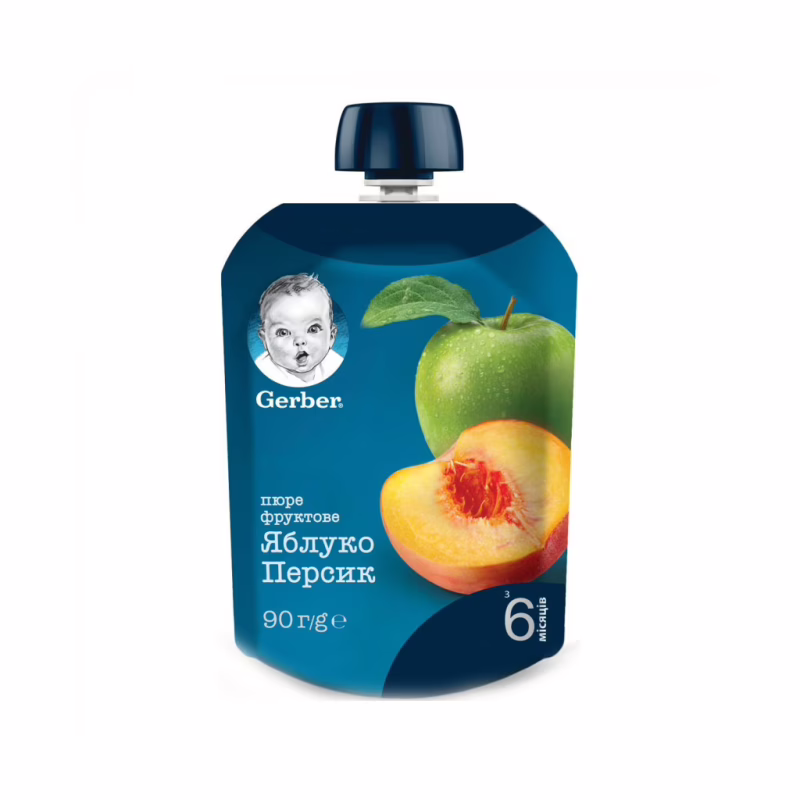 Детское пюре Gerber Яблуко та персик 90 г (7613036345460)